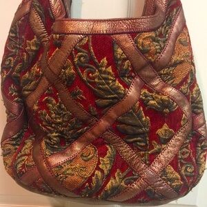 LARGE Copper, Red and Brown Metallic Tapestry Women's Shoulder Bag
